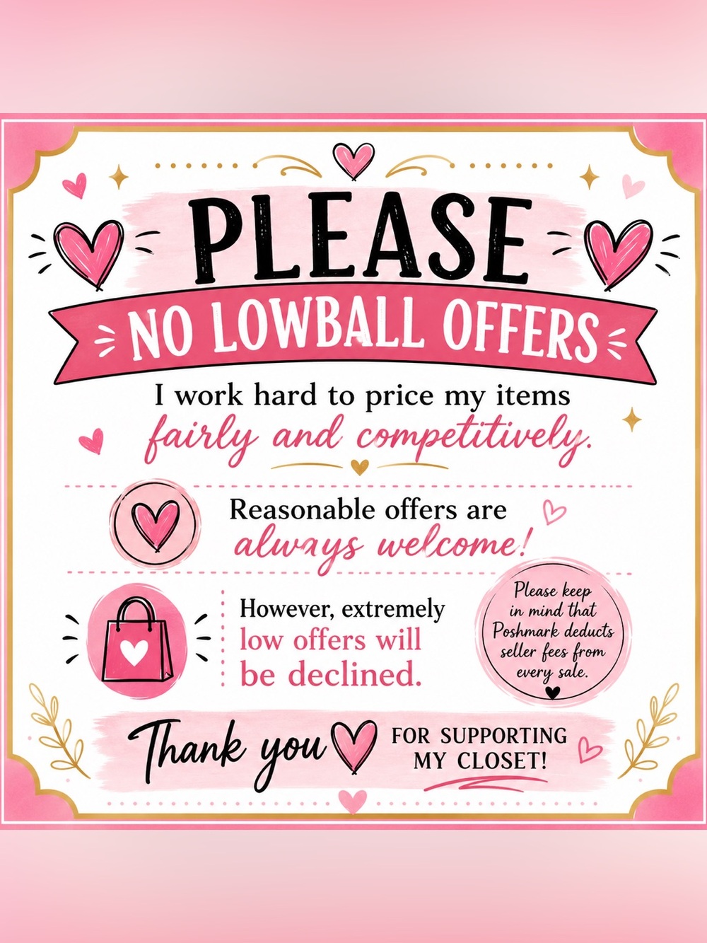 Please No Lowball Offers Sign - Pink Home Party Supplies